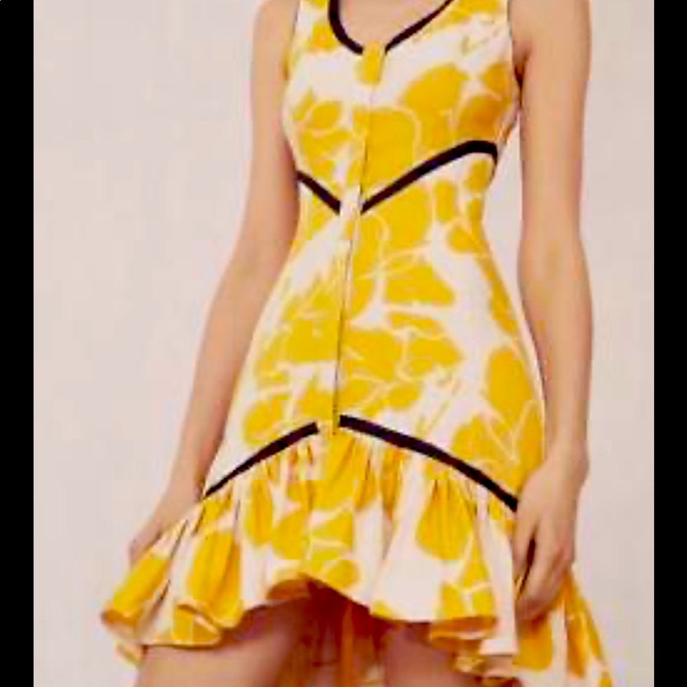 Alexis Simonet Floral Flounce Dress in Marigold - XS -WoRN ONCE